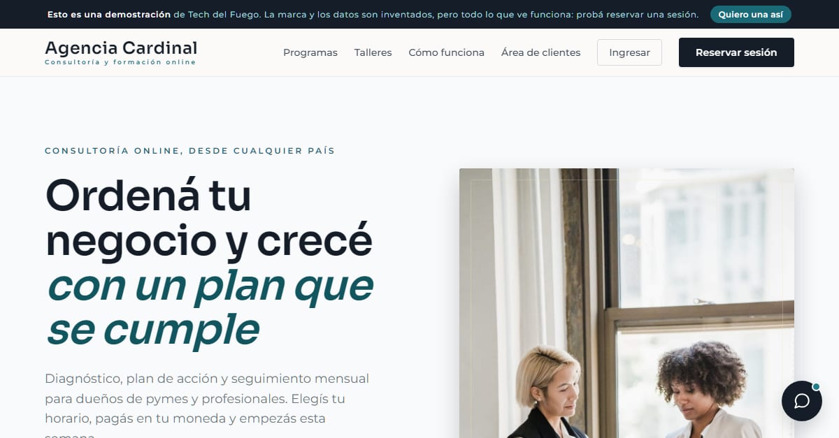 Vista de la página de Agencia Cardinal